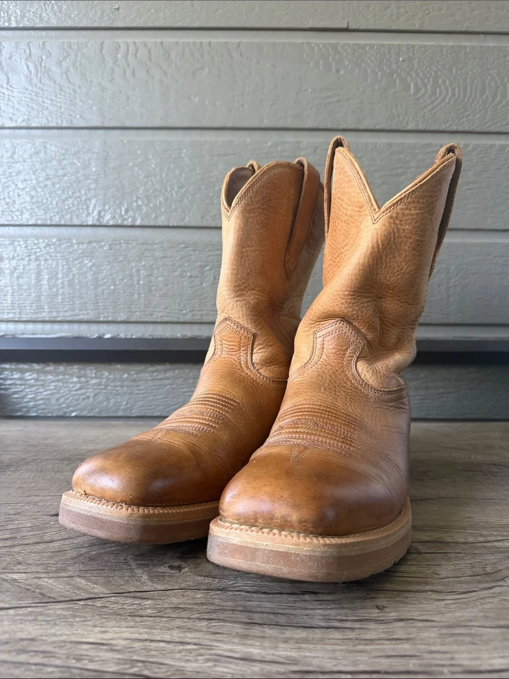 Tecovas Men’s The Rugged Square Toe Western Tan Leather Work Boots size 9D
